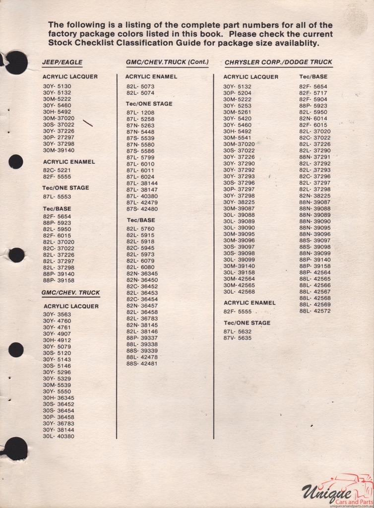 1990 General Motors Paint Charts Martin-Senour 12
